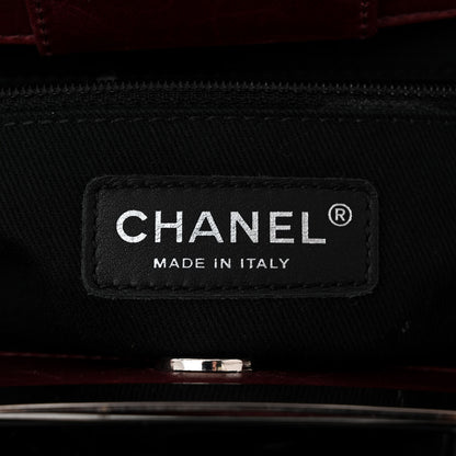 Chanel Glazed Calfskin Quilted Small CC Delivery Tote Burgundy 6 of 11