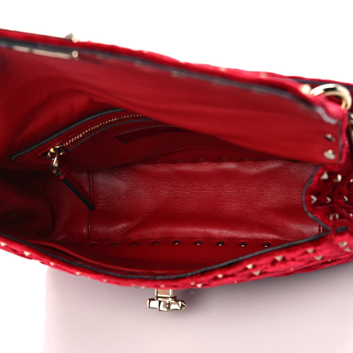 Velvet Medium Rockstud Spike Shoulder Bag Rosso Valentino