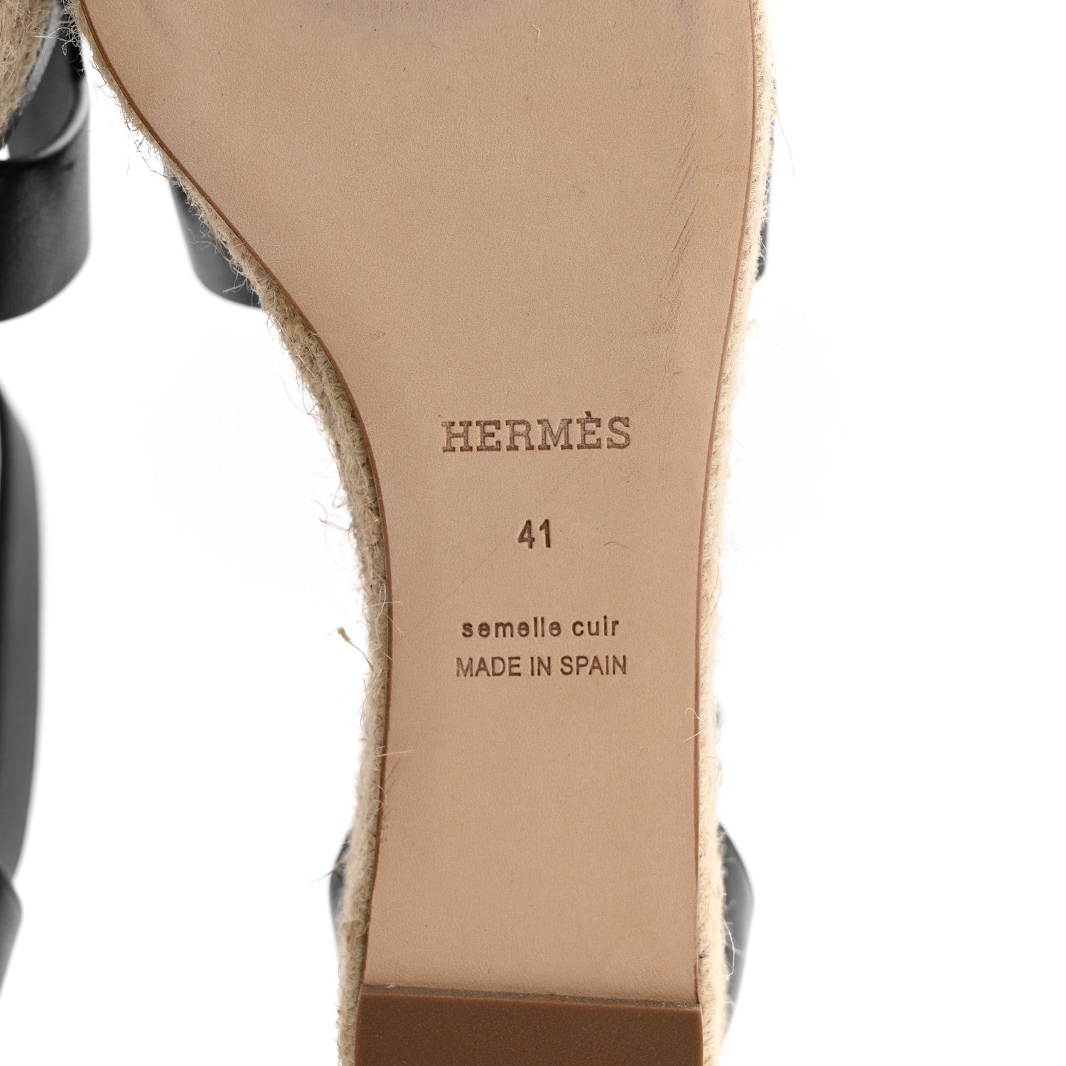 Hermes Goatskin Elda Espadrille Wedge Sandals 41 Black 7 of 8