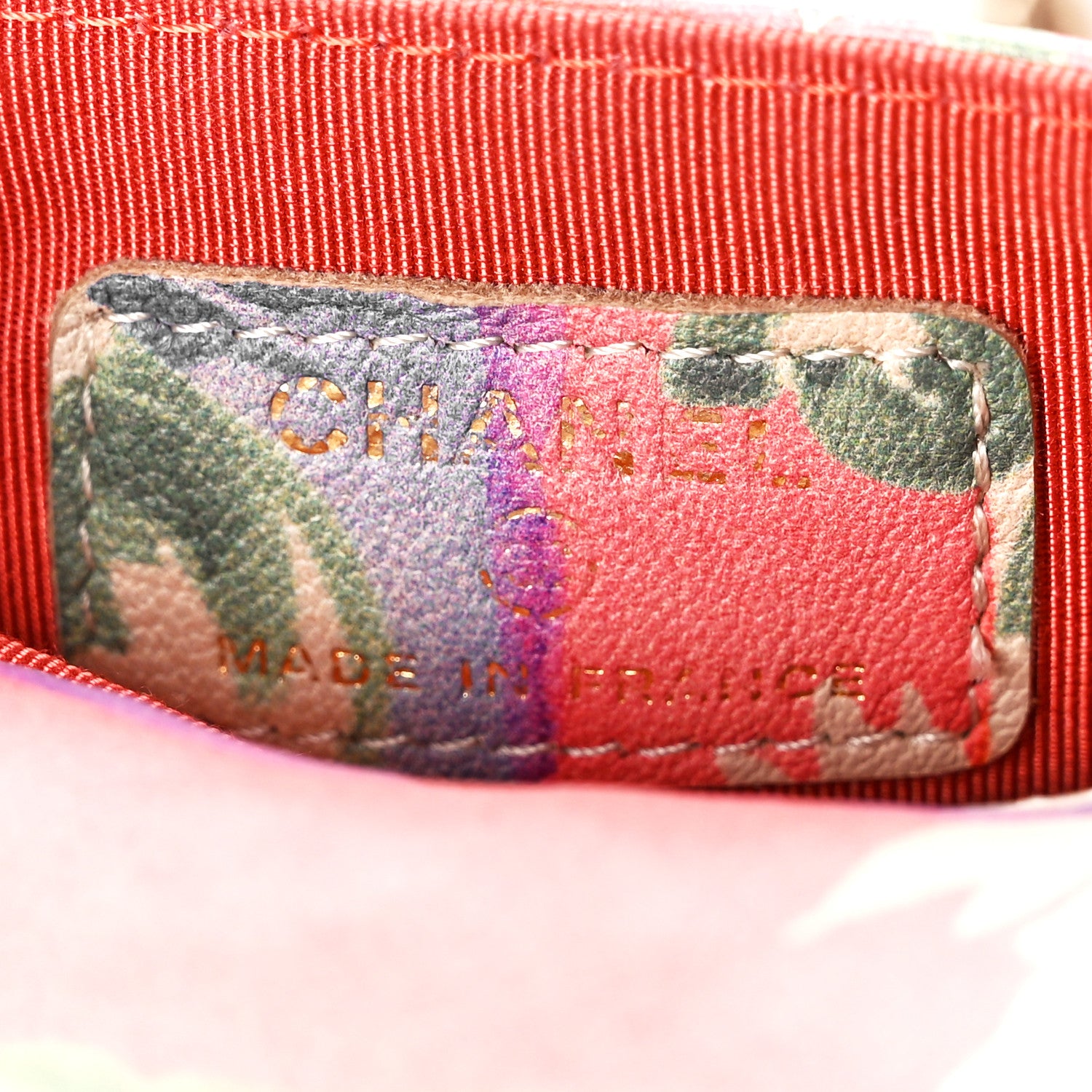 Chanel Lambskin Floral Printed Quilted Phone Holder Multicolor 6 of 12