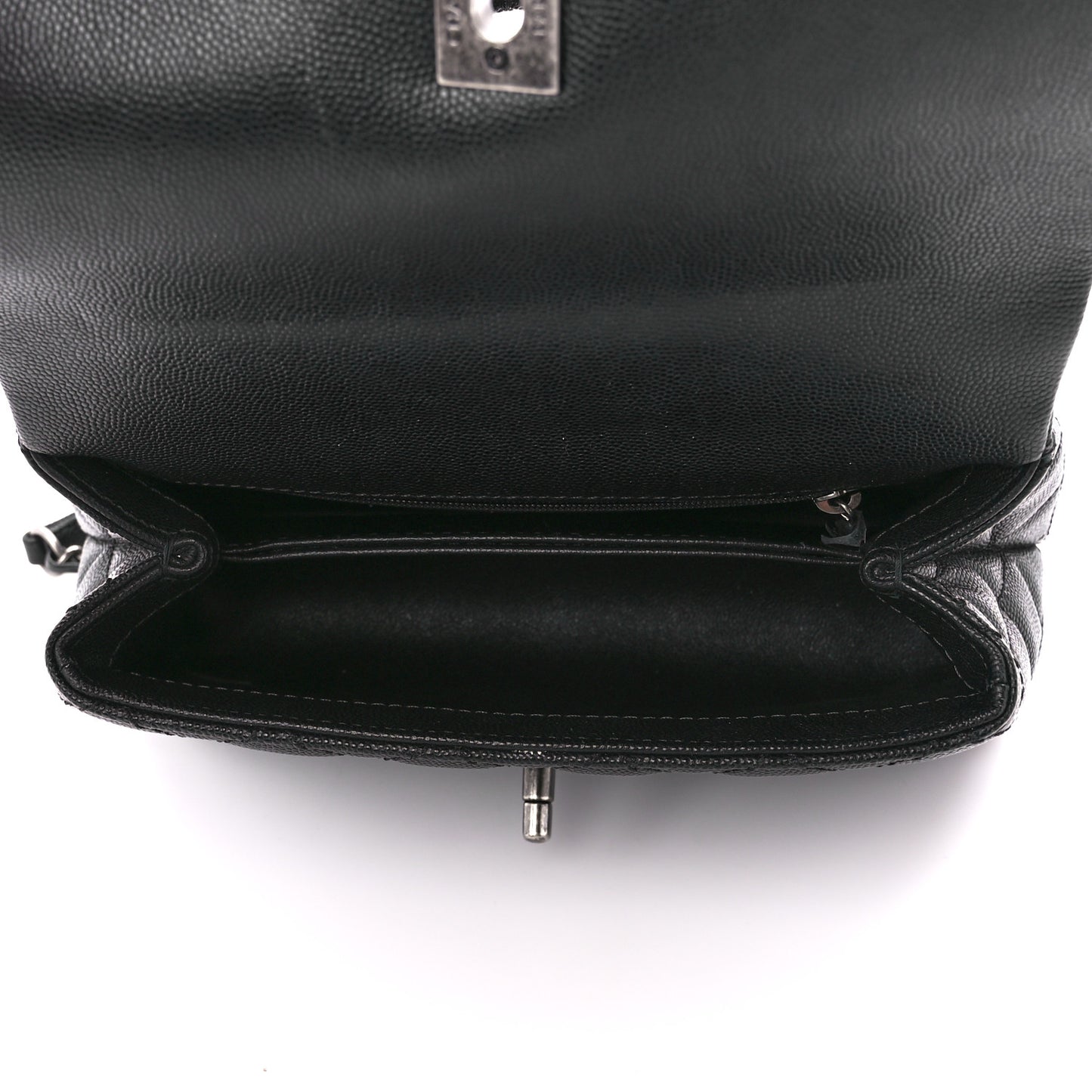 Caviar Lizard Embossed Quilted Mini Coco Handle Flap Black