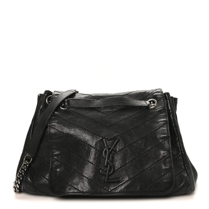 Saint Laurent Pebbled Lambskin Chevron Monogram Large Nolita Black 1 of 11