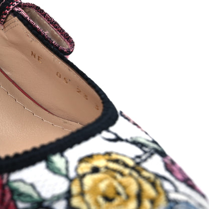 Christian Dior Canvas Florilegio Embroidered Ribbon J'Adior Slingback Pumps 38 White Multicolor 11 of 13