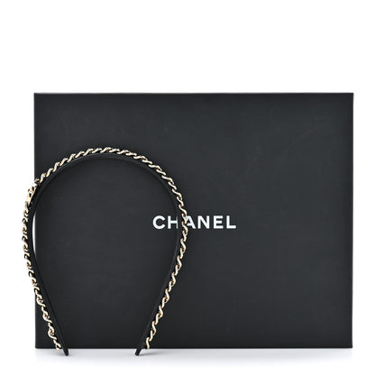 Chanel Metal Lambskin CC Turnlock Chain Headband Gold Black 5 of 5