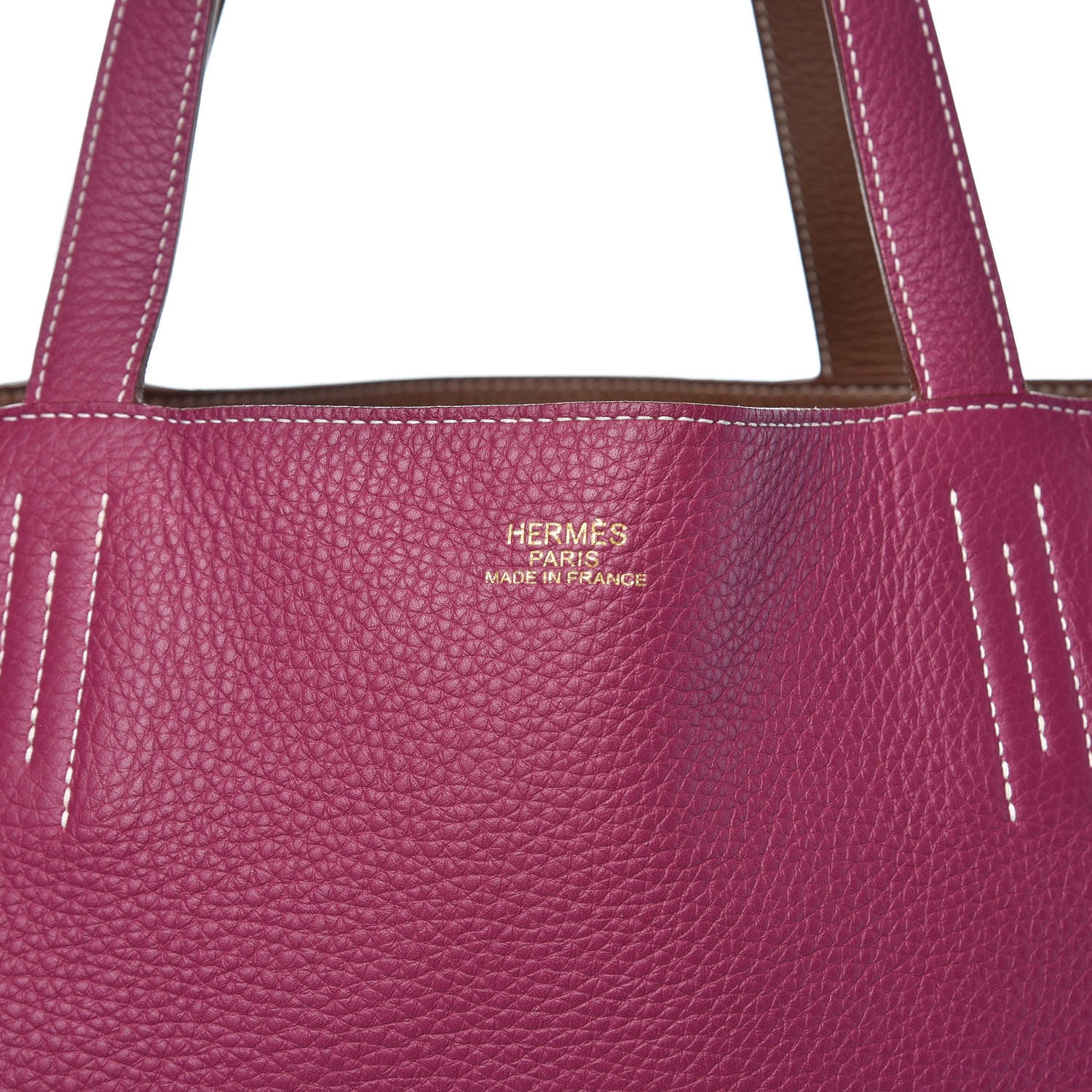 Hermes Taurillon Clemence Double Sens 36 Reversible Tote Marron Tosca 9 of 11