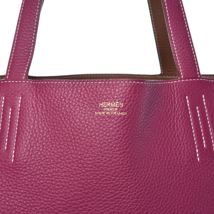 Hermes Taurillon Clemence Double Sens 36 Reversible Tote Marron Tosca 9 of 11