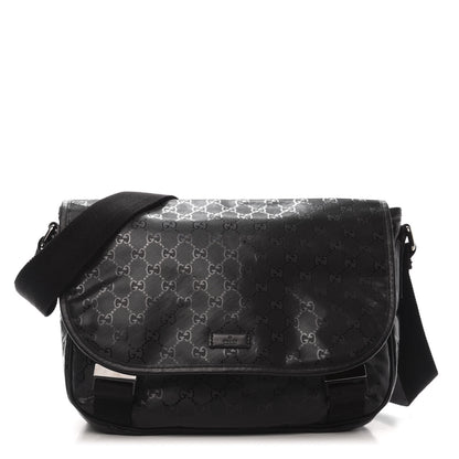 Gucci Imprime Monogram Medium Double Buckle Flap Messenger Bag Black 1 of 13