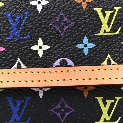 Louis Vuitton Monogram Multicolor Porte-Monnaie Plat Coin Purse Black 7 of 10