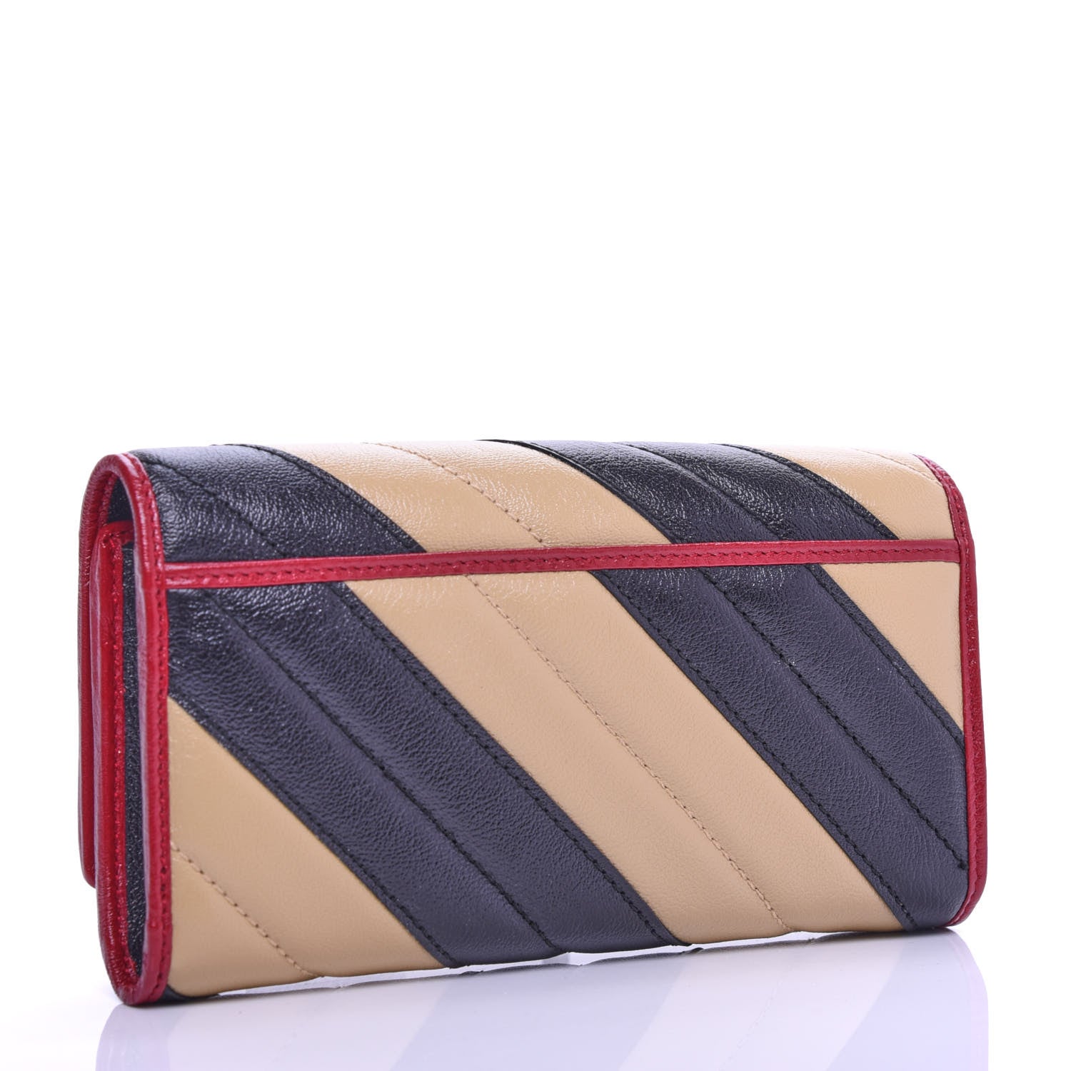 Gucci Azalea Calfskin Matelasse Diagonal Patchwork Torchon GG Marmont Continental Wallet Black Beige Romantic Cerise 3 of 7