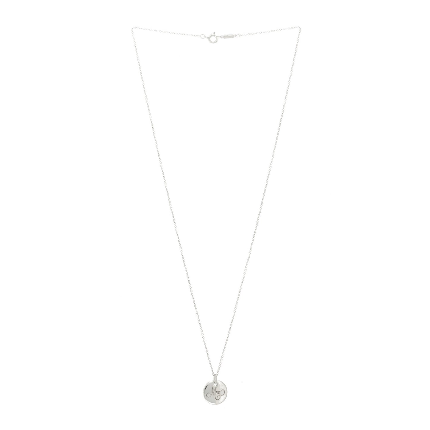 Sterling Silver Mom Disc Pendant Necklace