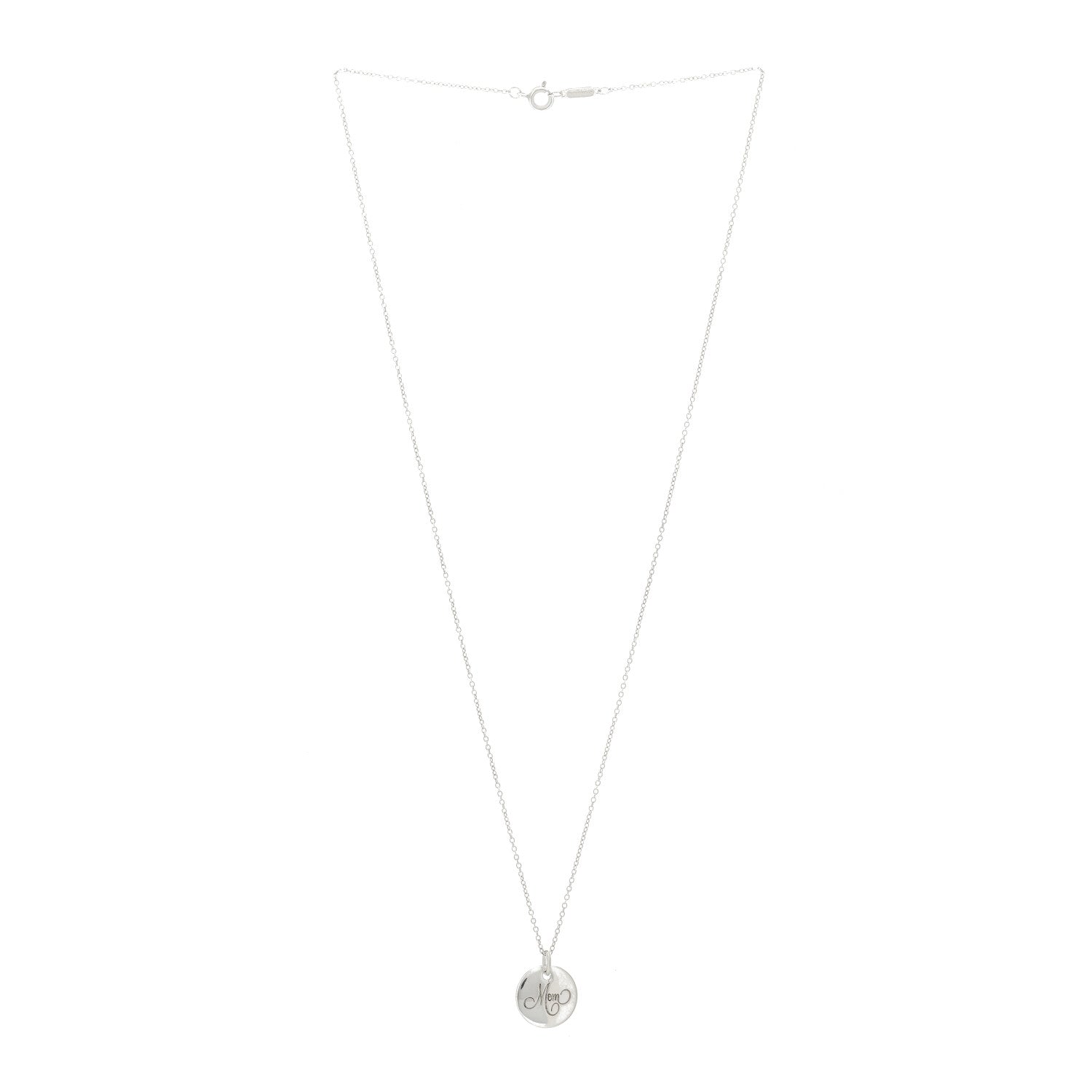 Tiffany Sterling Silver Mom Disc Pendant Necklace 3 of 6