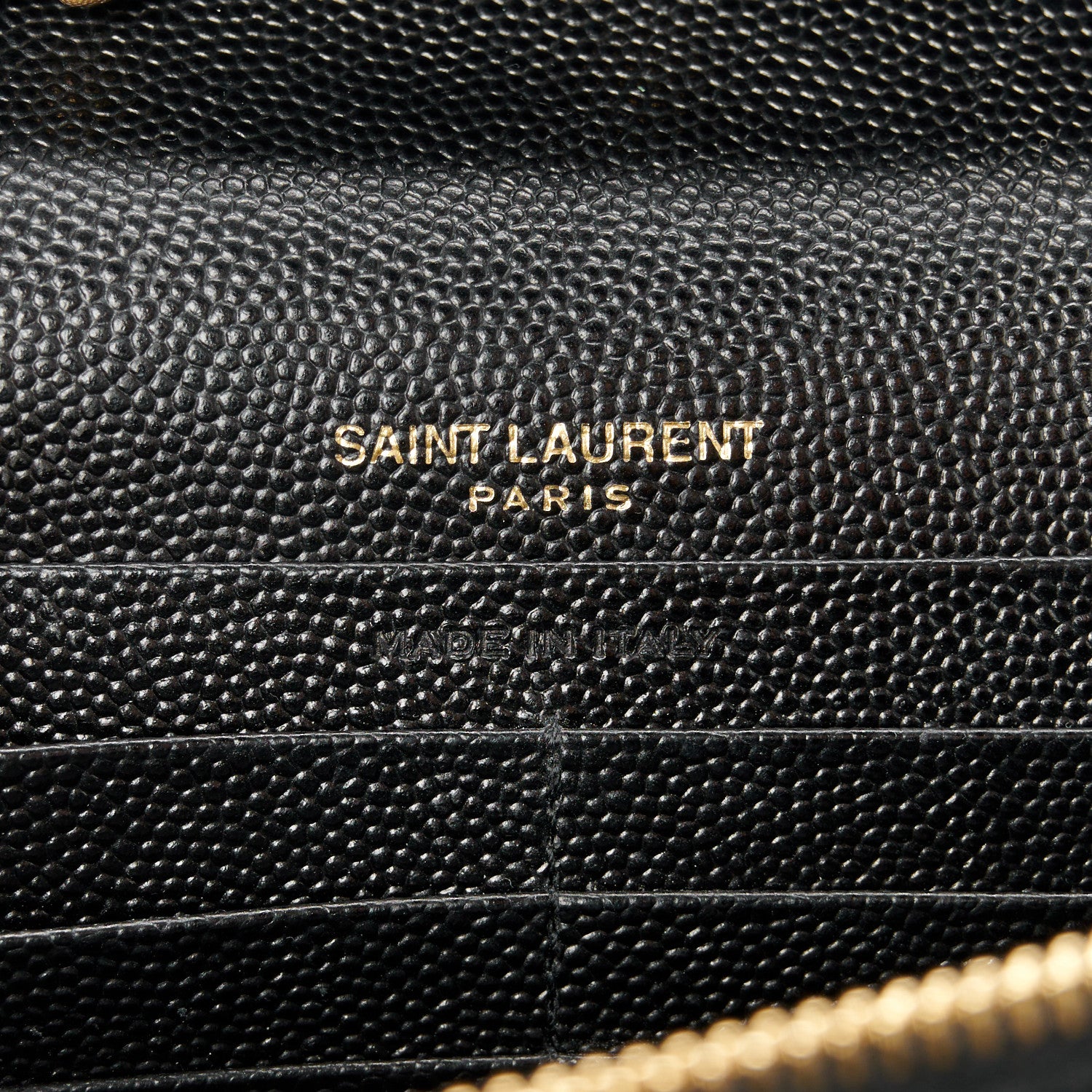 Saint Laurent Grain De Poudre Matelasse Chevron Monogram Chain Wallet Black 6 of 9
