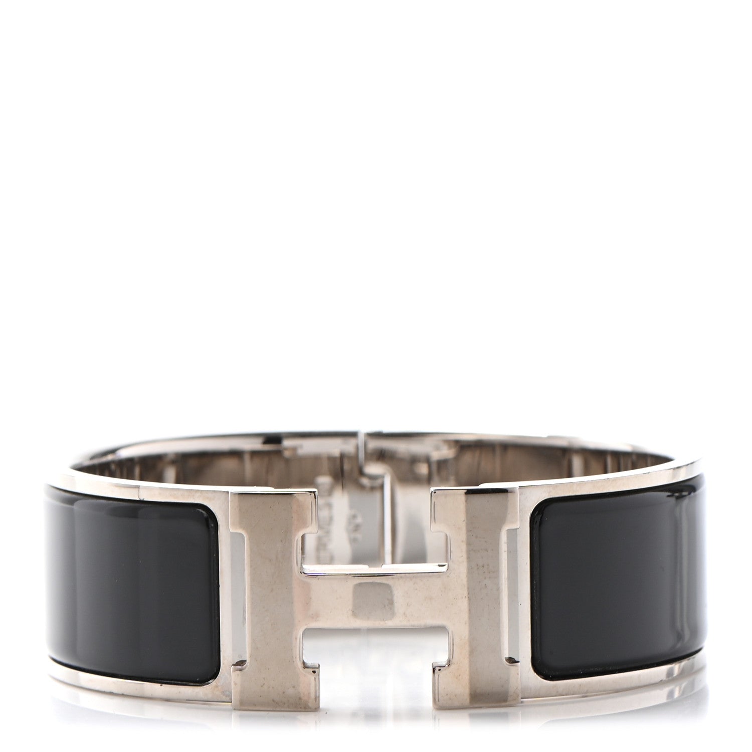 Hermes Enamel Wide Clic Clac H Bracelet GM Black 1 of 7