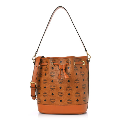 MCM Visetos Medium Dessau Drawstring Bucket Bag Cognac 3 of 9