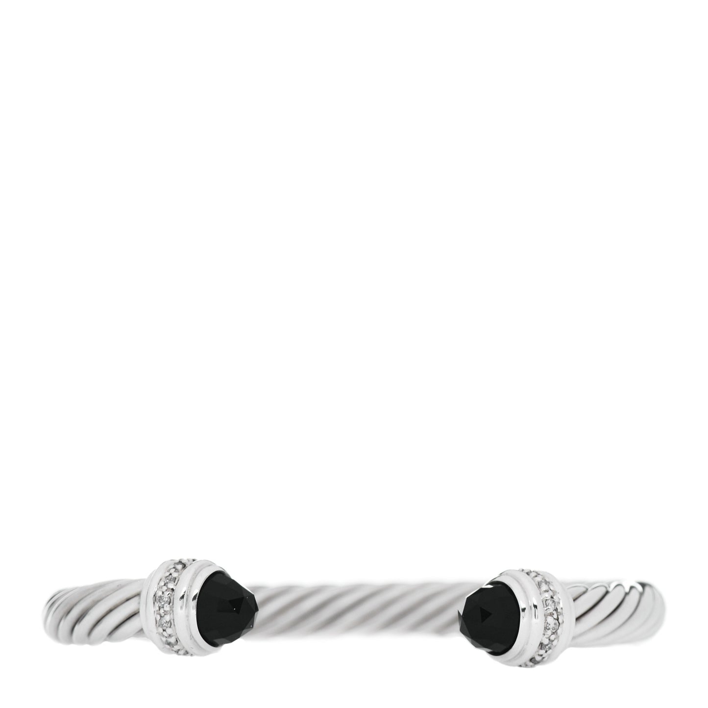 Sterling Silver Diamond Black Onyx 7mm Cable Classics Bracelet