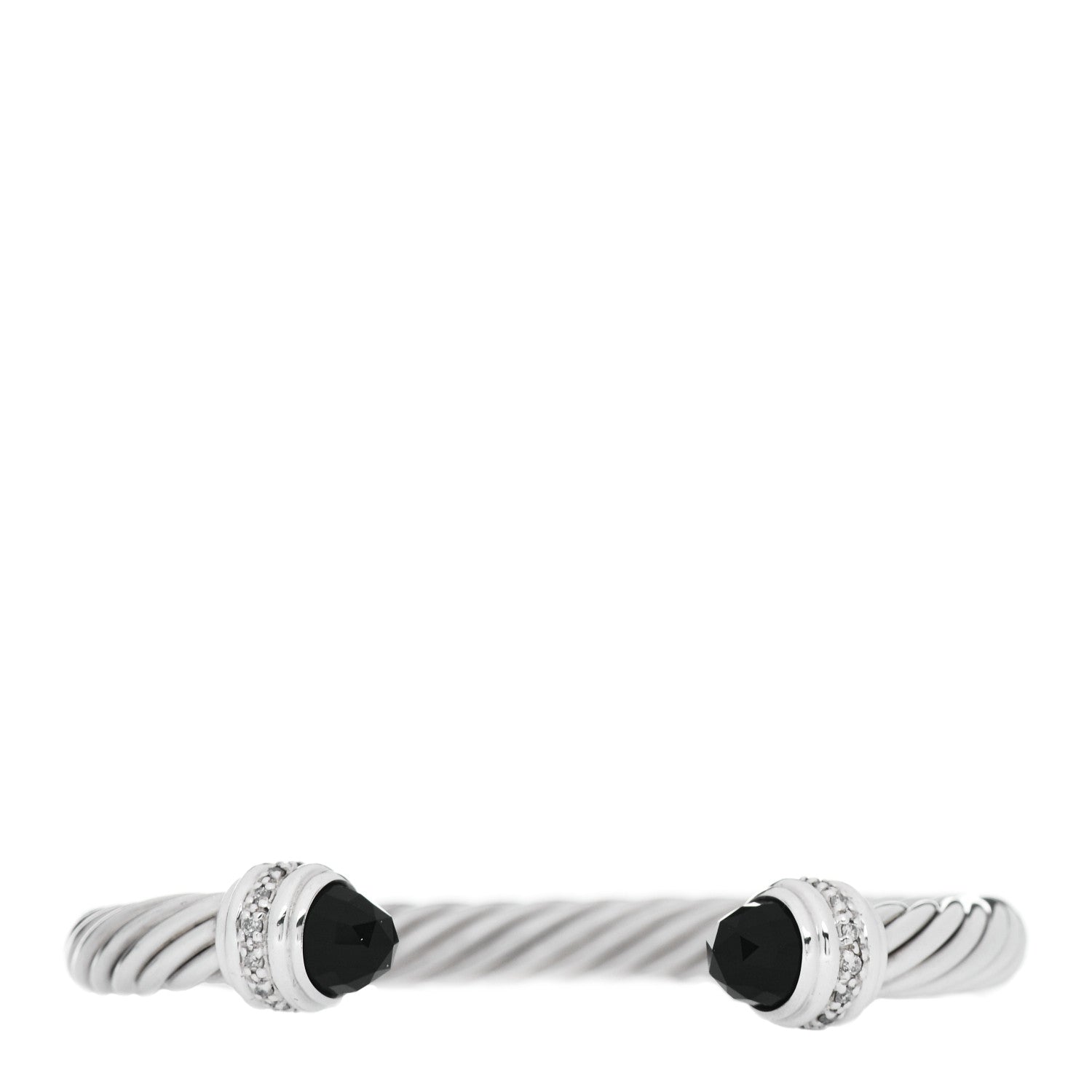 David Yurman Sterling Silver Diamond Black Onyx 7mm Cable Classics Bracelet 1 of 4