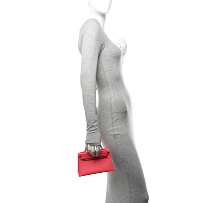 Hermes Chevre Mysore Mini Kelly Sellier 20 Rose Lipstick 2 of 15