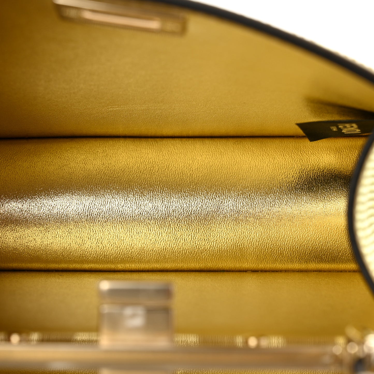 Crystal Vitello Laminato FF Petite Peekaboo I SEE U Satchel Crystal Platinum Light Gold