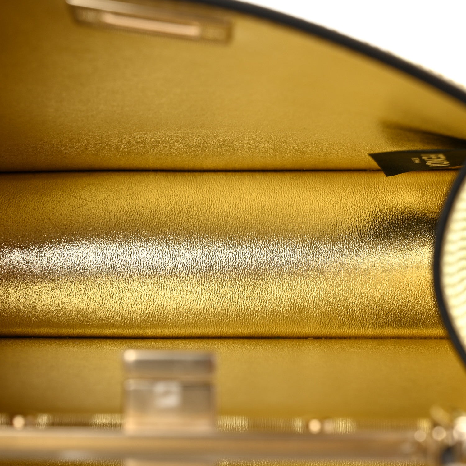 Fendi Crystal Vitello Laminato FF Petite Peekaboo I SEE U Satchel Crystal Platinum Light Gold 6 of 13