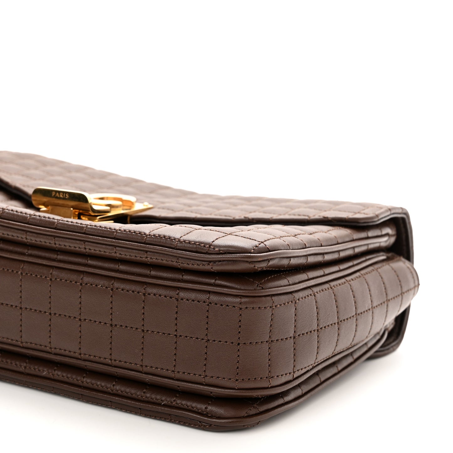 Calfskin Quilted Medium C Bag Dark Brown