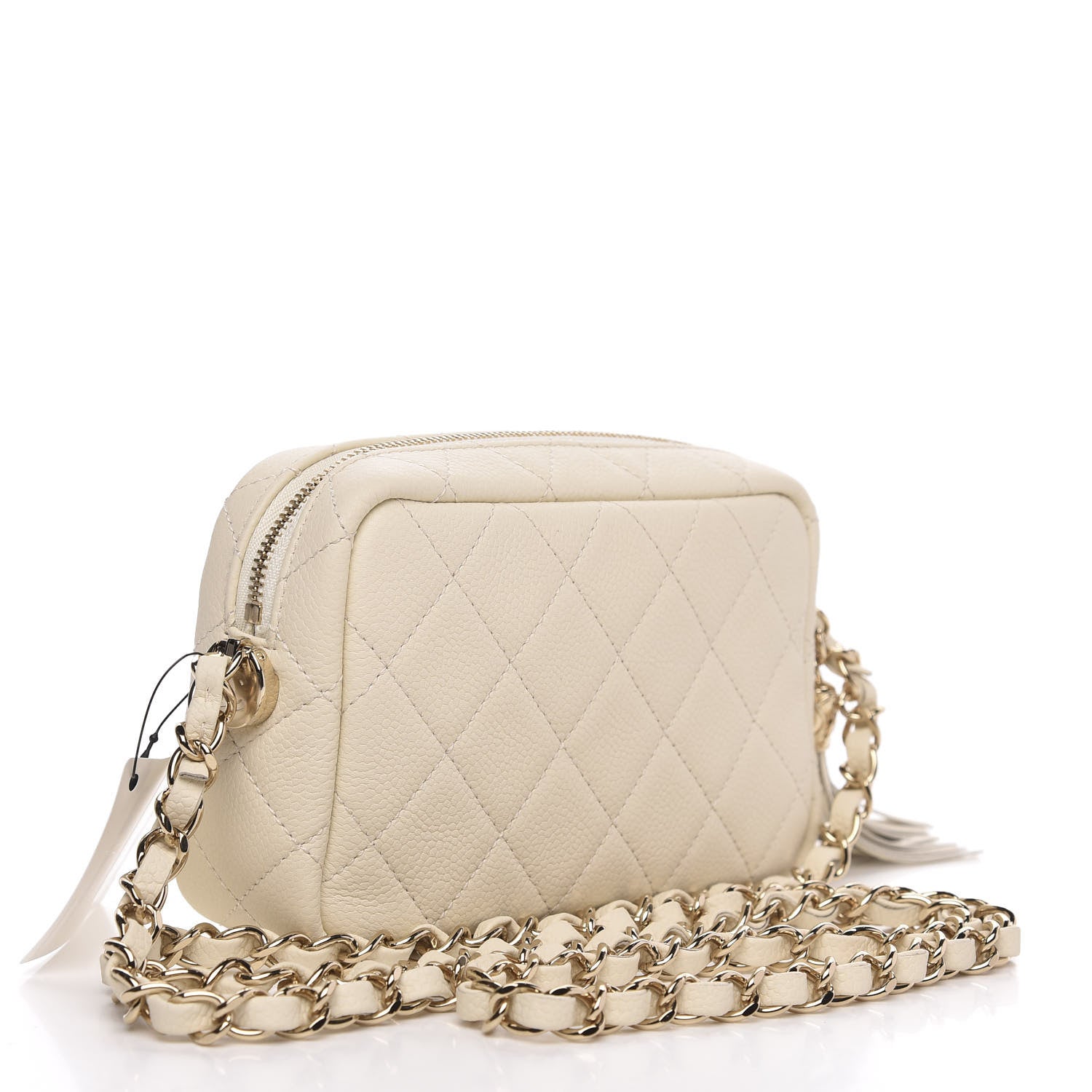 Chanel Caviar Quilted Mini Coco Tassel Camera Case White 3 of 11