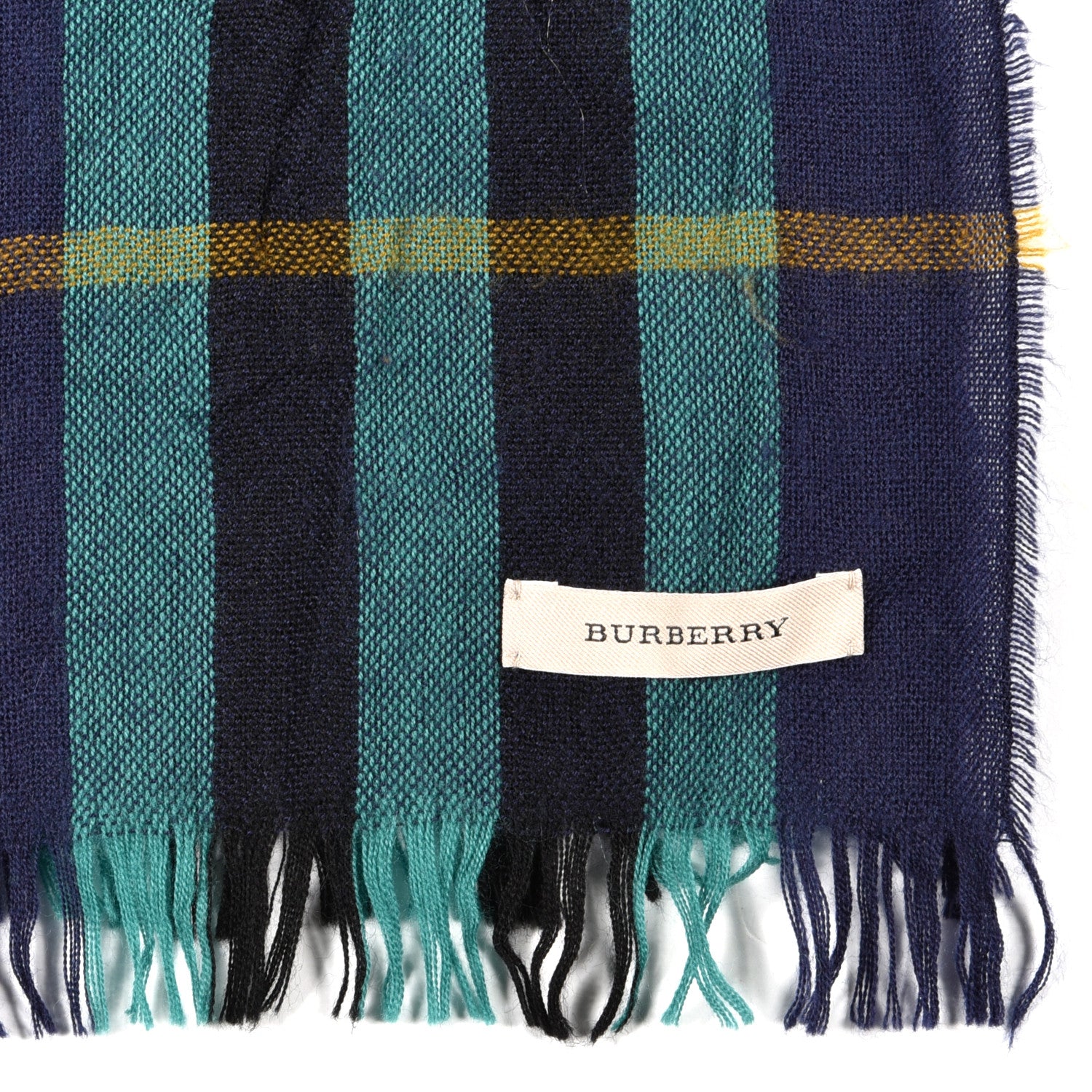 Burberry Wool Silk Gauze Giant Check Scarf Blue Green 4 of 4