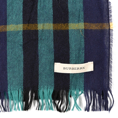 Burberry Wool Silk Gauze Giant Check Scarf Blue Green 4 of 4