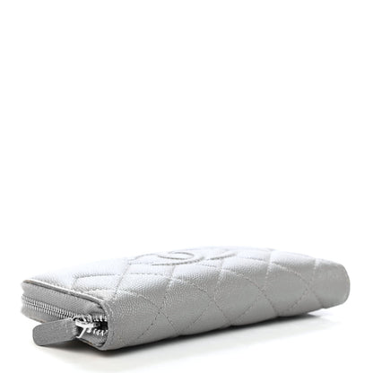 Chanel Metallic Caviar Quilted Medium Maxi CC Zip Around Wallet Grey 3 of 4