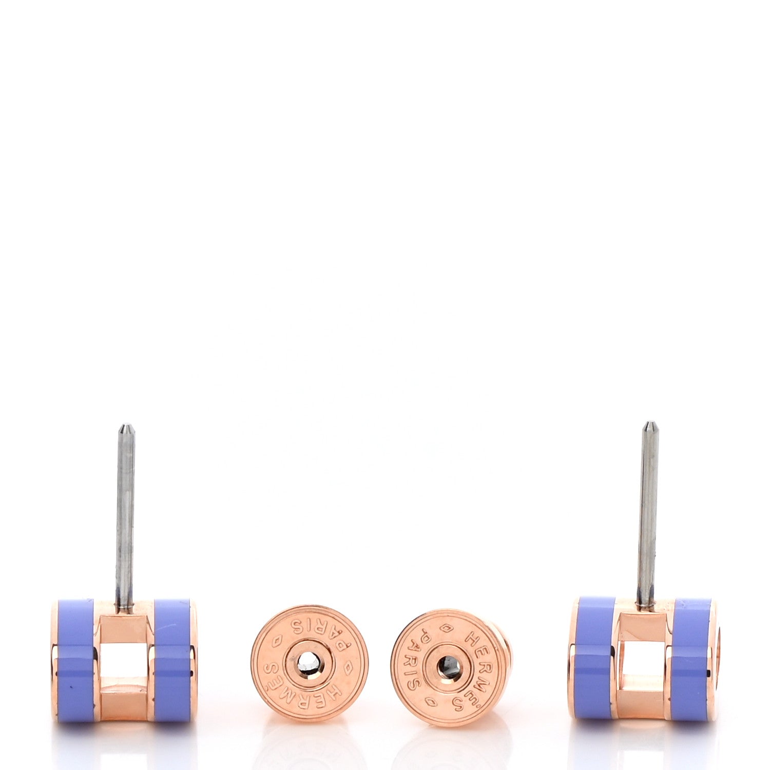 Hermes Rose Gold Lacquered Mini Pop H Earrings Lilac 3 of 5