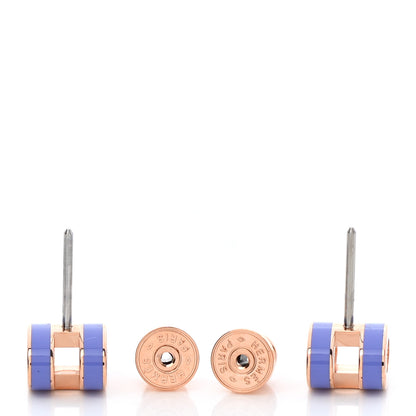 Hermes Rose Gold Lacquered Mini Pop H Earrings Lilac 3 of 5