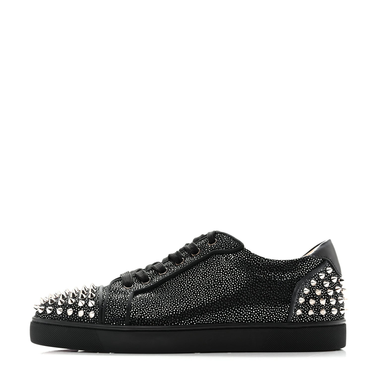 Christian Louboutin Veau Velours Mesh Seavaste 2 Orlato Flat Sneakers 42 Black Silver 1 of 10