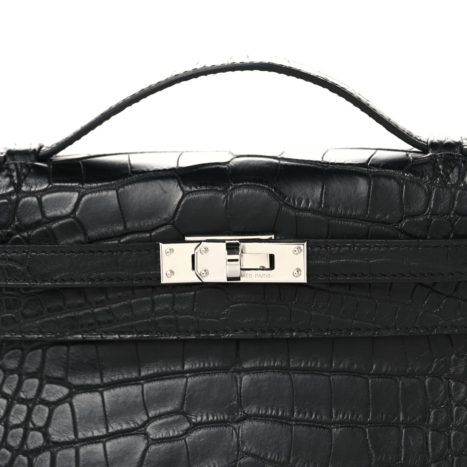 Hermes Matte Alligator Kelly Pochette Black 8 of 12