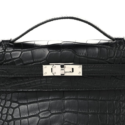 Hermes Matte Alligator Kelly Pochette Black 8 of 12