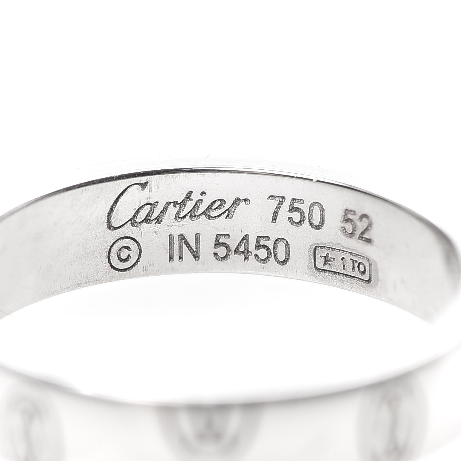Cartier 18K White Gold 4mm Happy Birthday Band Ring 52 6 4 of 5