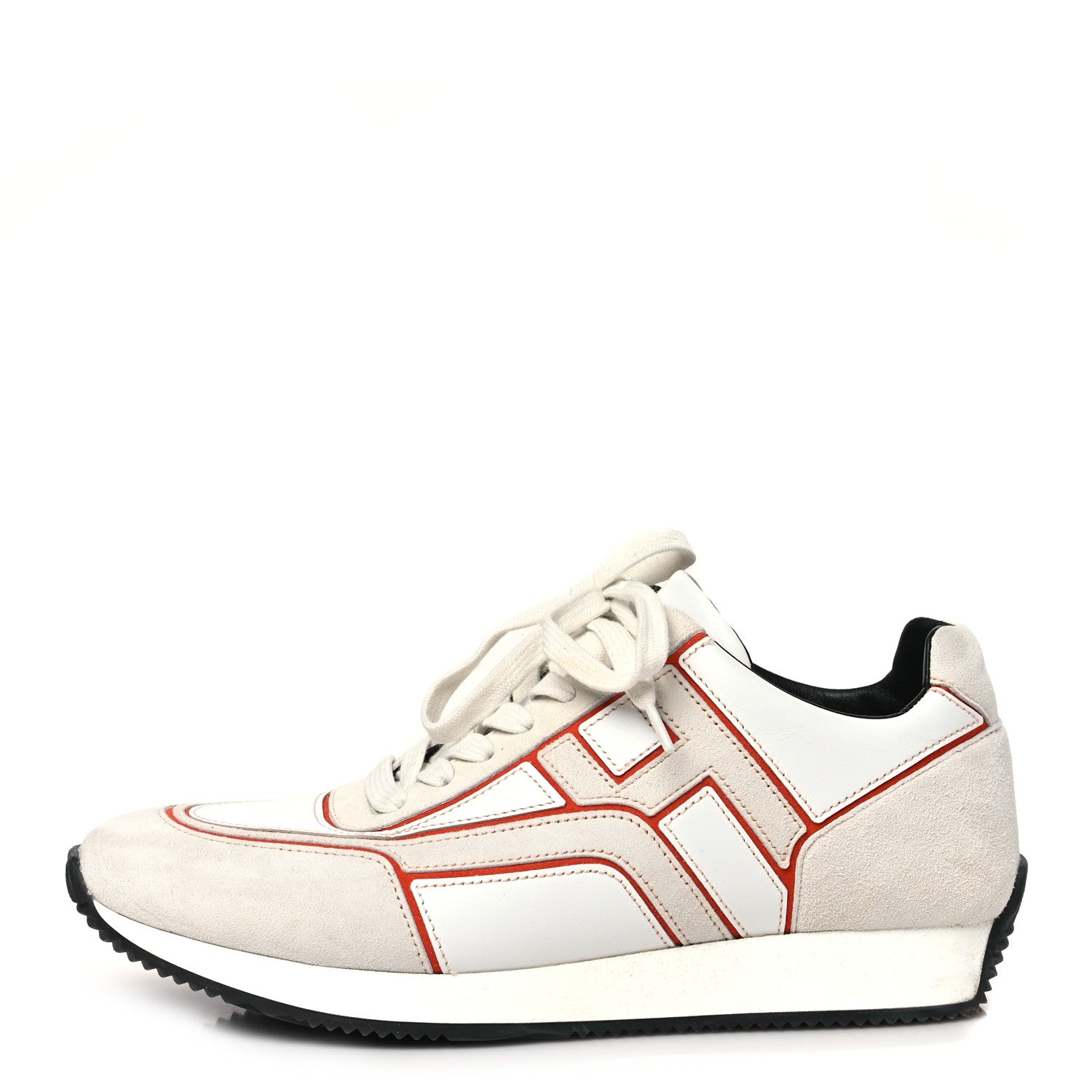 Hermes Calfskin Suede Goatskin Womens Chris Sneakers 39 White Multicolor 1 of 8