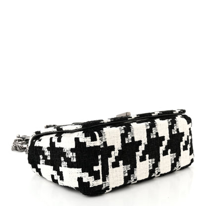 Christian Dior Tweed Macro Houndstooth Small Caro Bag Black White 4 of 11