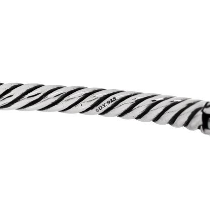David Yurman Sterling Silver Diamond 12mm Willow Open Single Row Bracelet 4 of 5