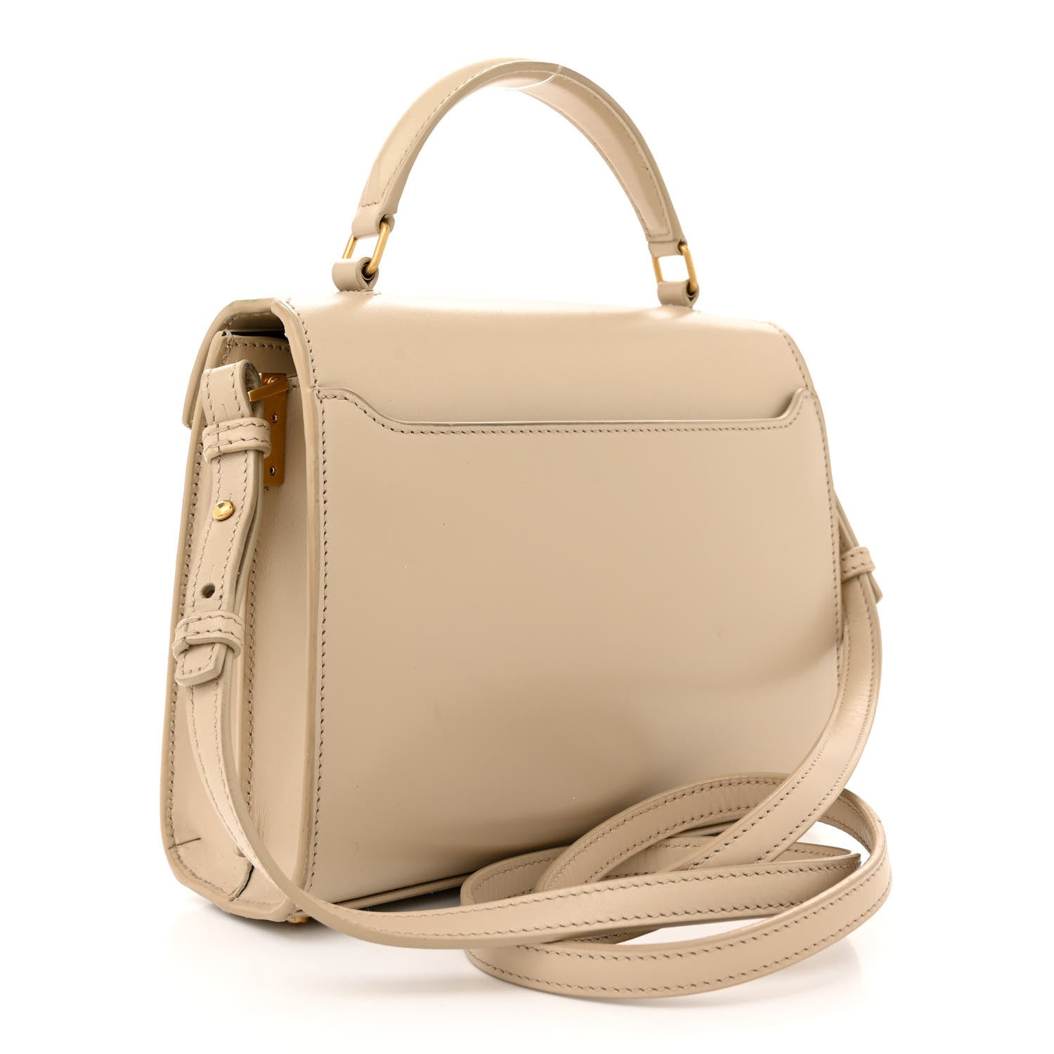 Saint Laurent Kid Suede Smooth Calfskin Mini Classic Monogram Cassandra Top Handle Sea Salt 3 of 13