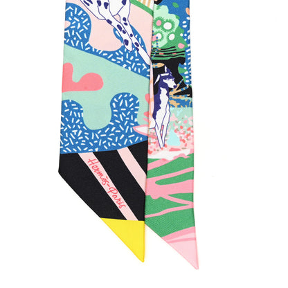Hermes Silk En Liberte Twilly Rose Vert Bleu 2 of 4