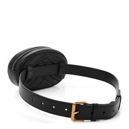 Gucci Calfskin Matelasse GG Marmont Belt Bag 85 34 Black 3 of 10