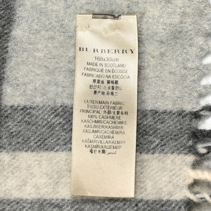 Burberry Cashmere Giant Check Fringe Scarf Pale Grey 4 of 4