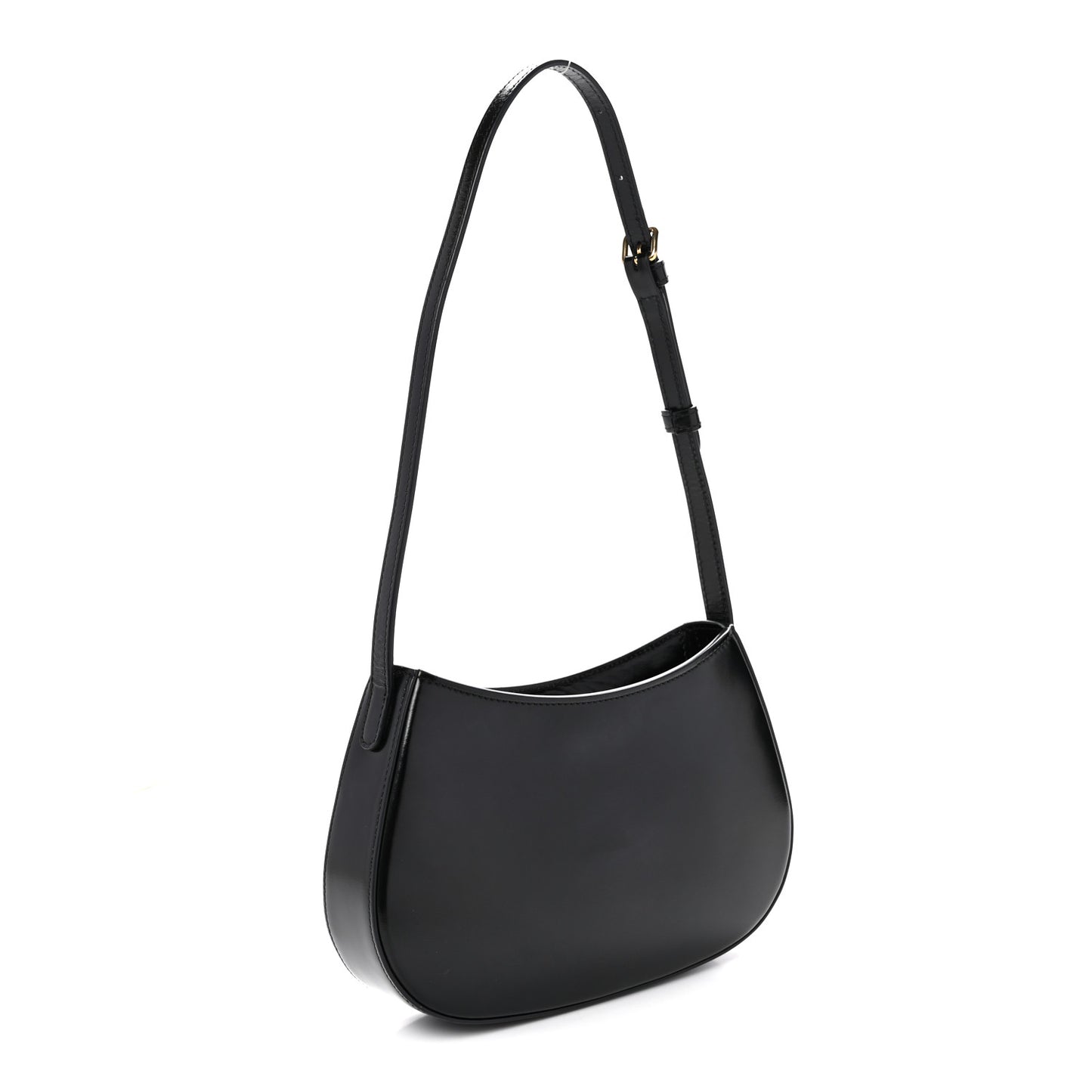Shiny Calfskin Medium Tilly Triomphe Shoulder Bag Black