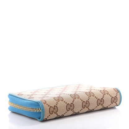 Gucci Monogram Dollar Calfskin Zip Around Compact Wallet Beige Ebony Deep Cobalt 3 of 6