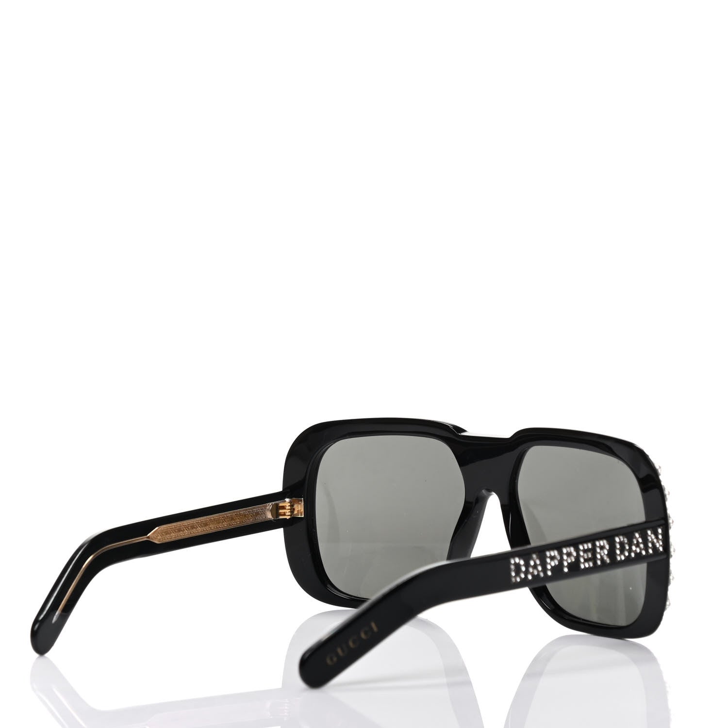 Gucci X DAPPER DAN Acetate Crystal Sunglasses GG0427S Black 3 of 6