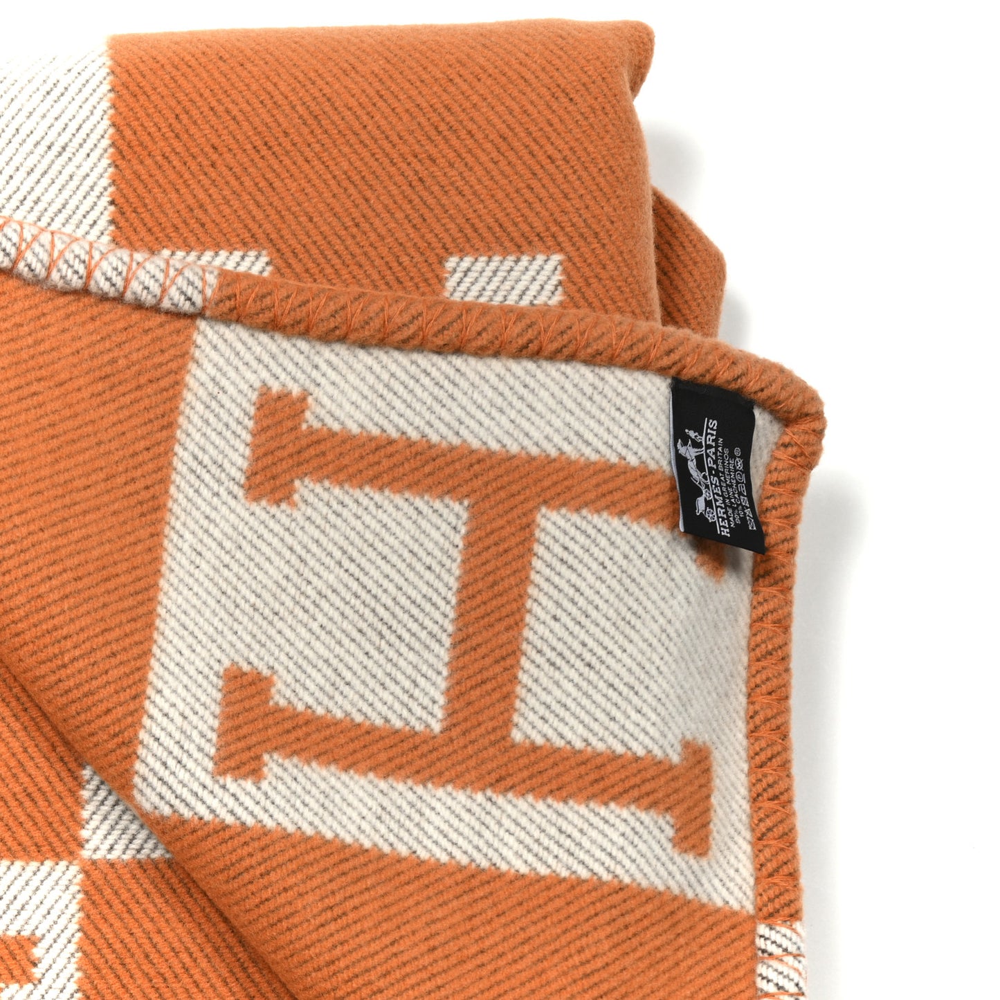 Wool Cashmere Signature Classic Avalon Blanket Ecru Potiron