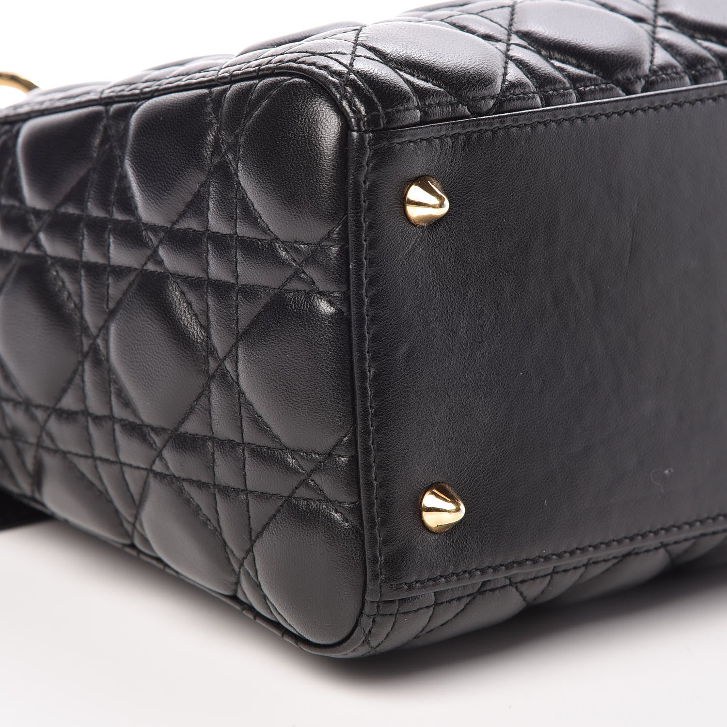 Christian Dior Lambskin Cannage Medium Lady Dior Black 9 of 17