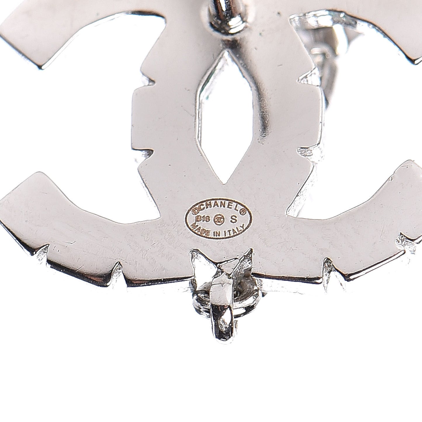 Crystal CC Drop Earrings Silver