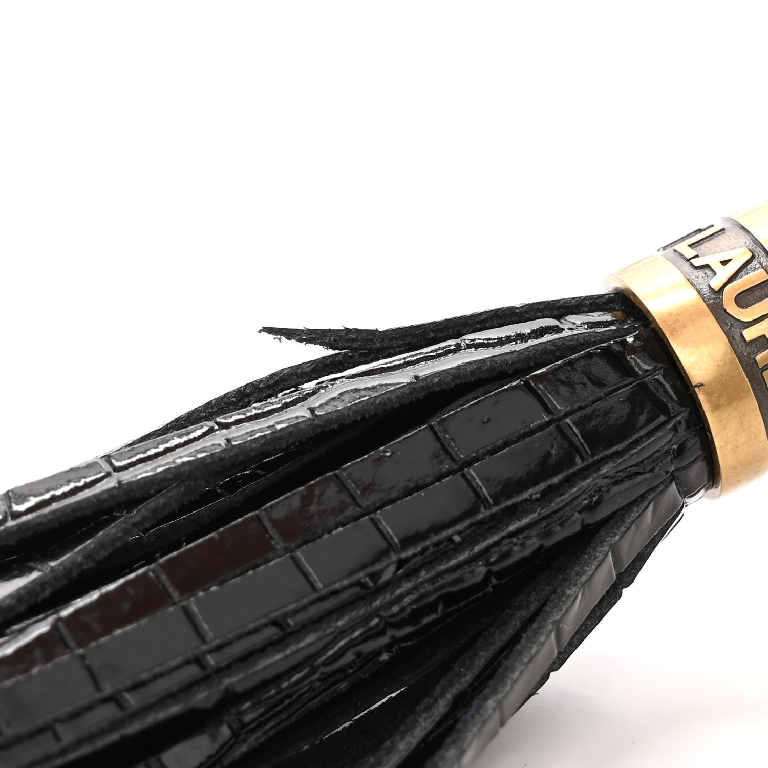 Saint Laurent Patent Calfskin Crocodile Embossed Monogram Lou Camera Bag Black 11 of 12