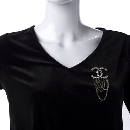 Chanel Metal Crystal Bow-tiful CC Chain Brooch Gold 2 of 4