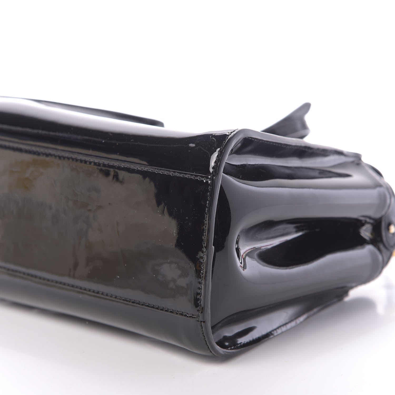 Fendi Vitello Vernice Mou Mini Peekaboo Iconic Satchel Black 7 of 10